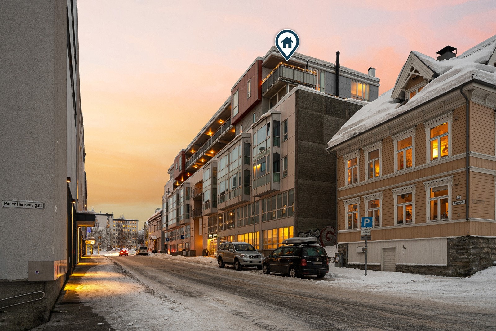 Leiligheten ligger i toppetasjen. Galleribilde