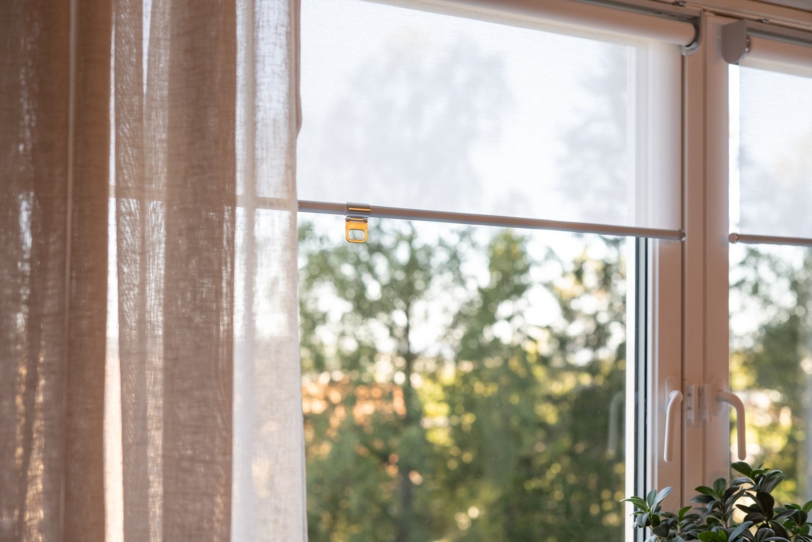 Det er montert solskjerming på vinduet. Galleribilde