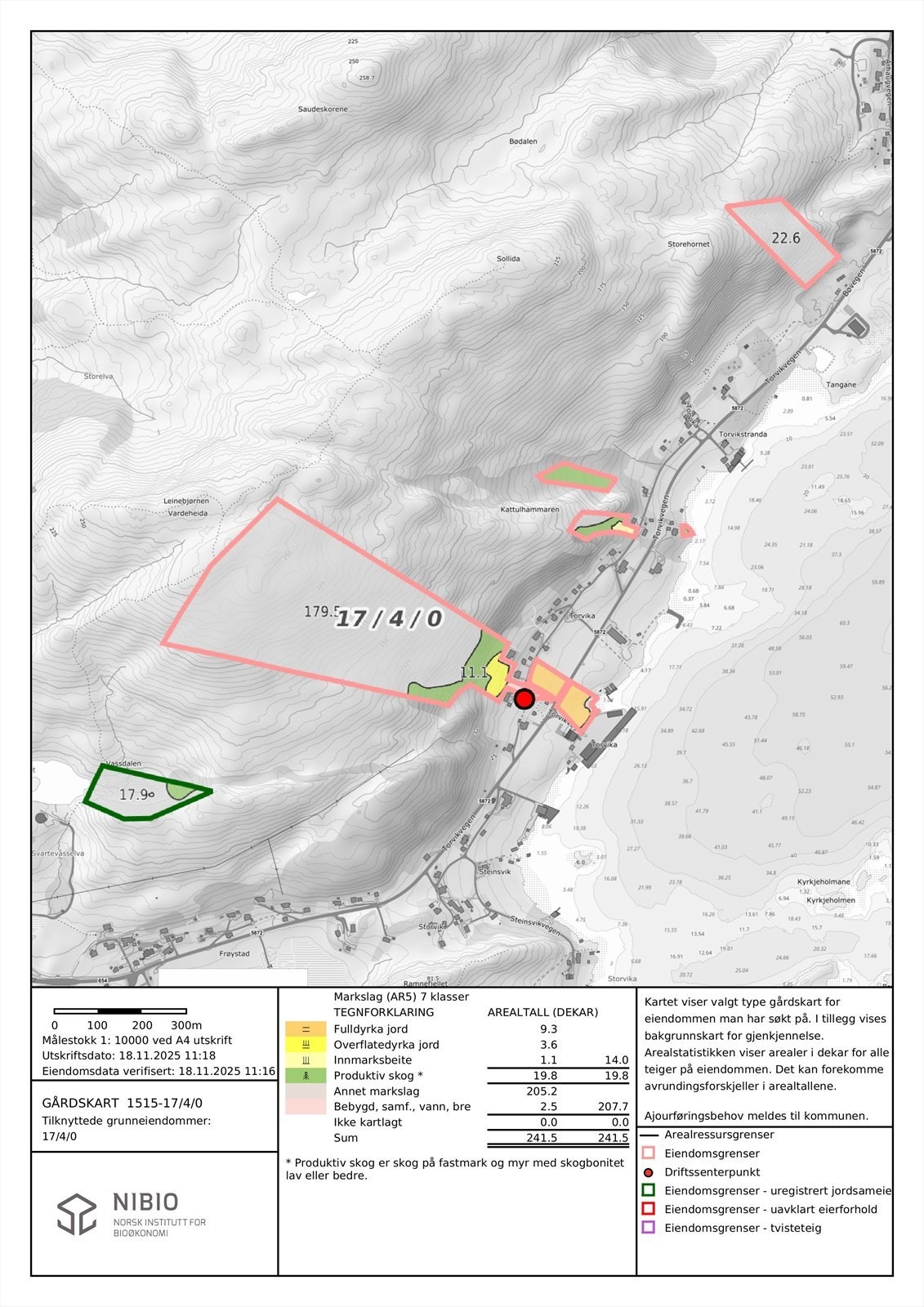 Gårdskart over gnr/bnr 17/4 Galleribilde