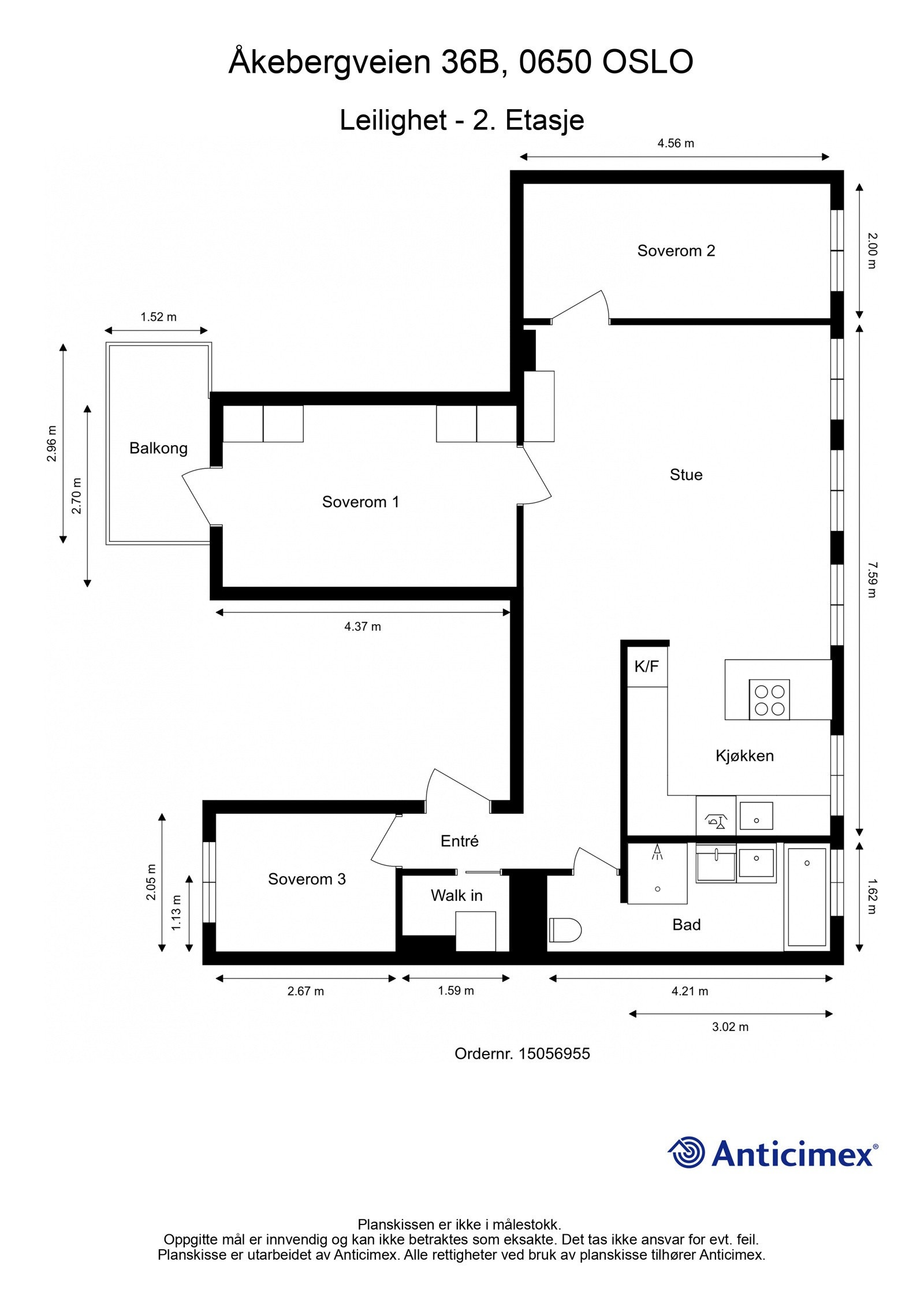 Plantegning. I tillegg disponeres en kjellerbod på ca. 10m², samt en loftsbod på ca. 4m². Galleribilde