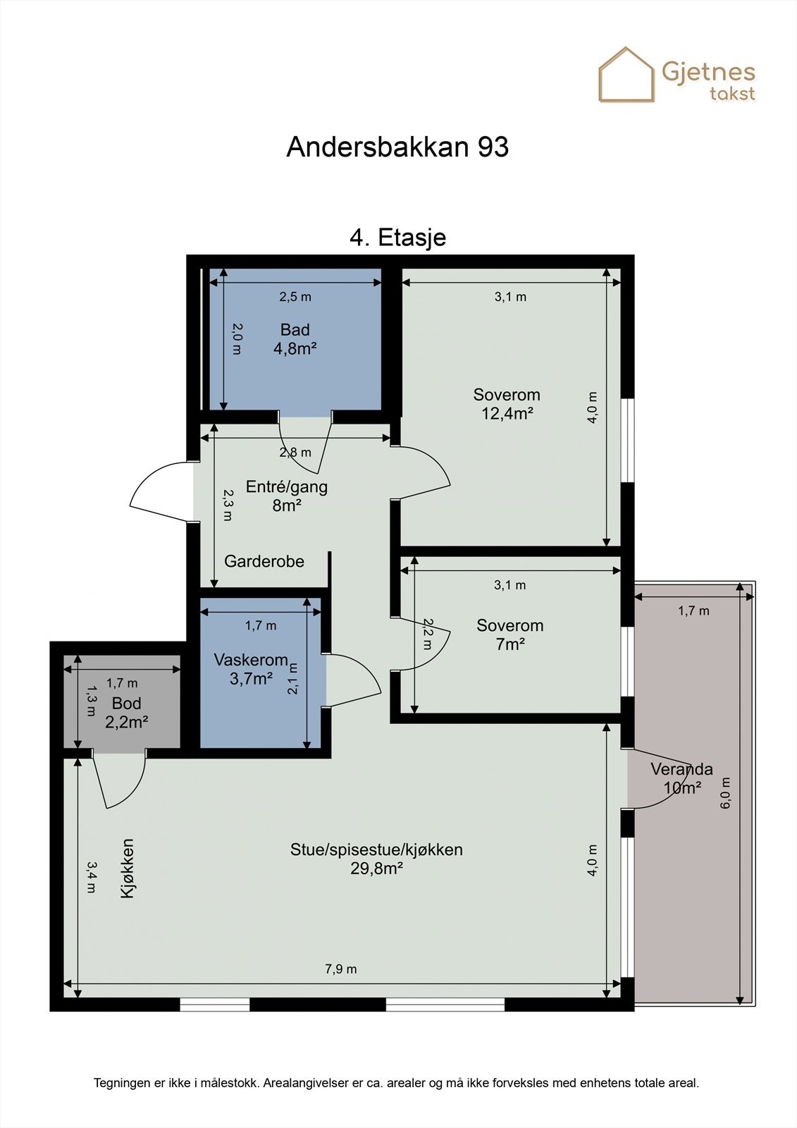 Planløsning - I tillegg disponerer man parkeringsplass i kjeller samt en ekstern bod på 5 m². Galleribilde