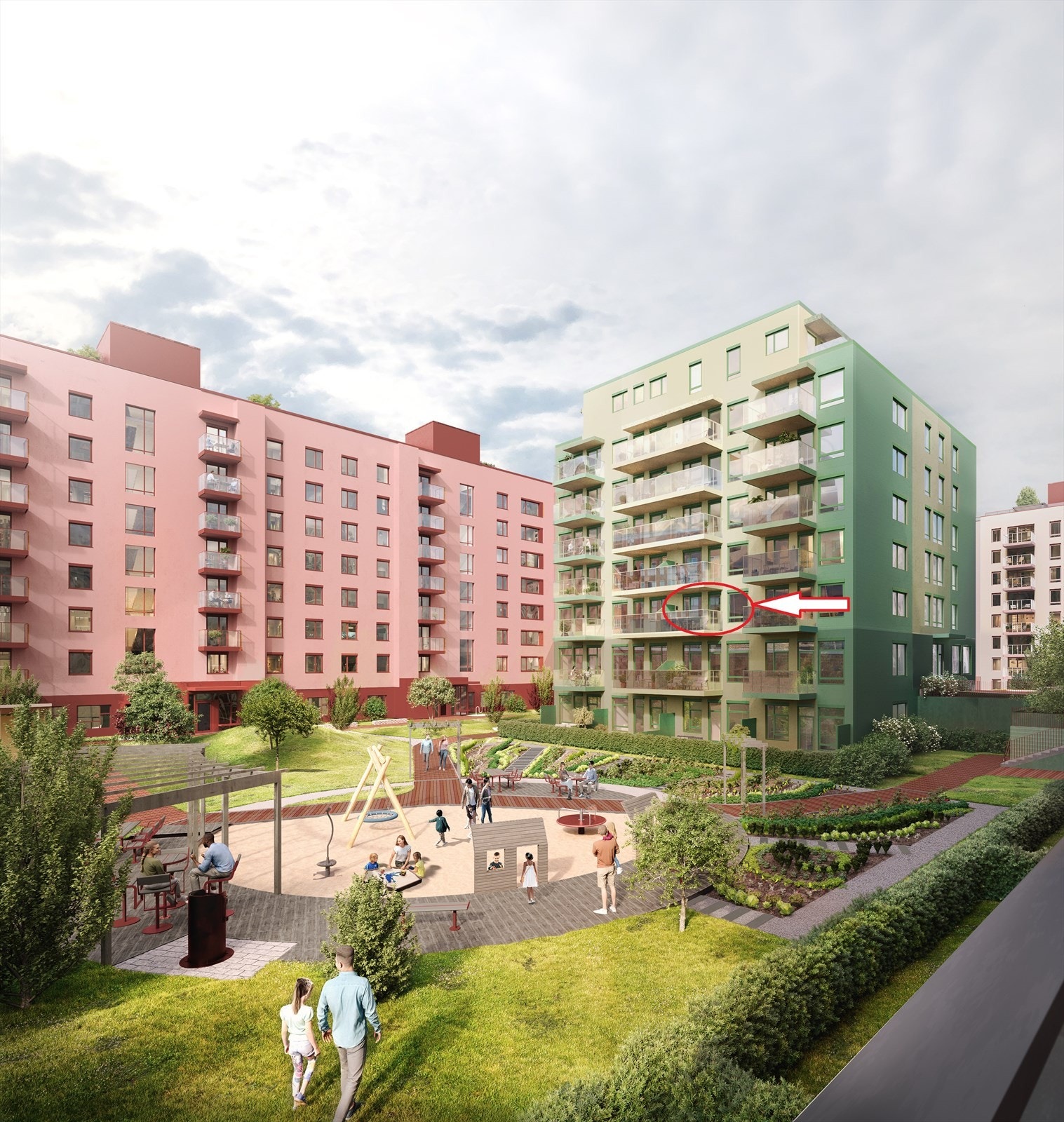 Leiligheten er stille og rolig beliggende inn mot gårdshagen. Galleribilde