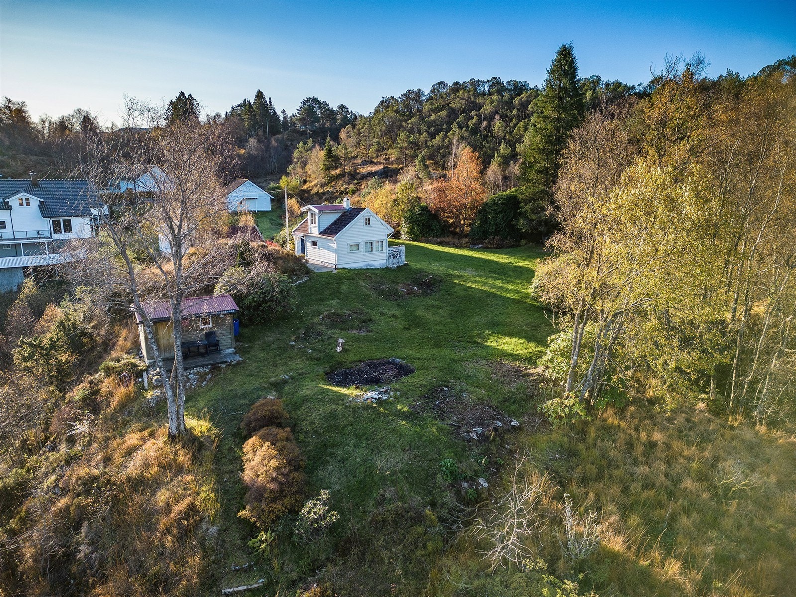 Dronefoto over øvre del av eiendommen Galleribilde