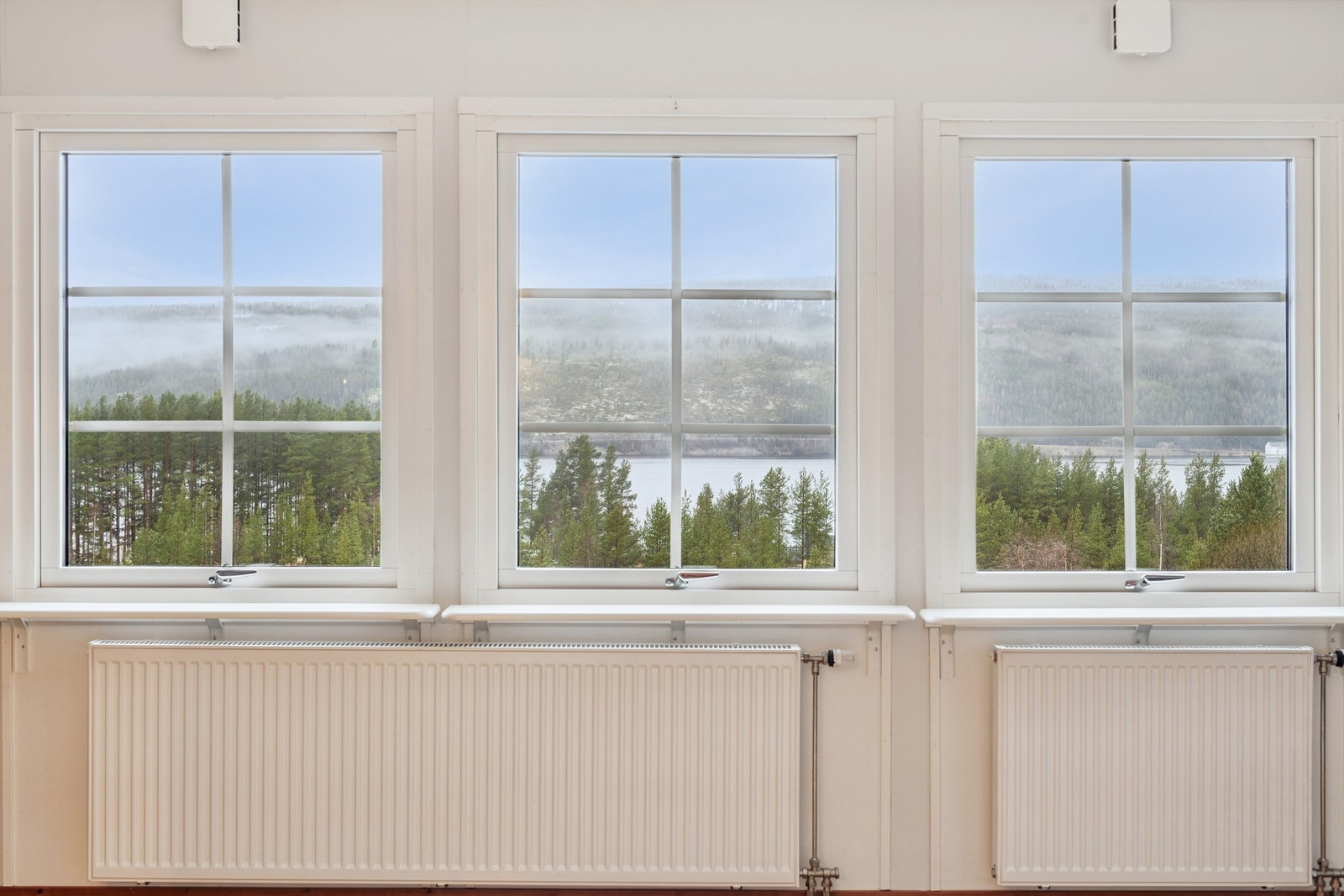 De sprossevinduene rammer inn utsikten. Galleribilde