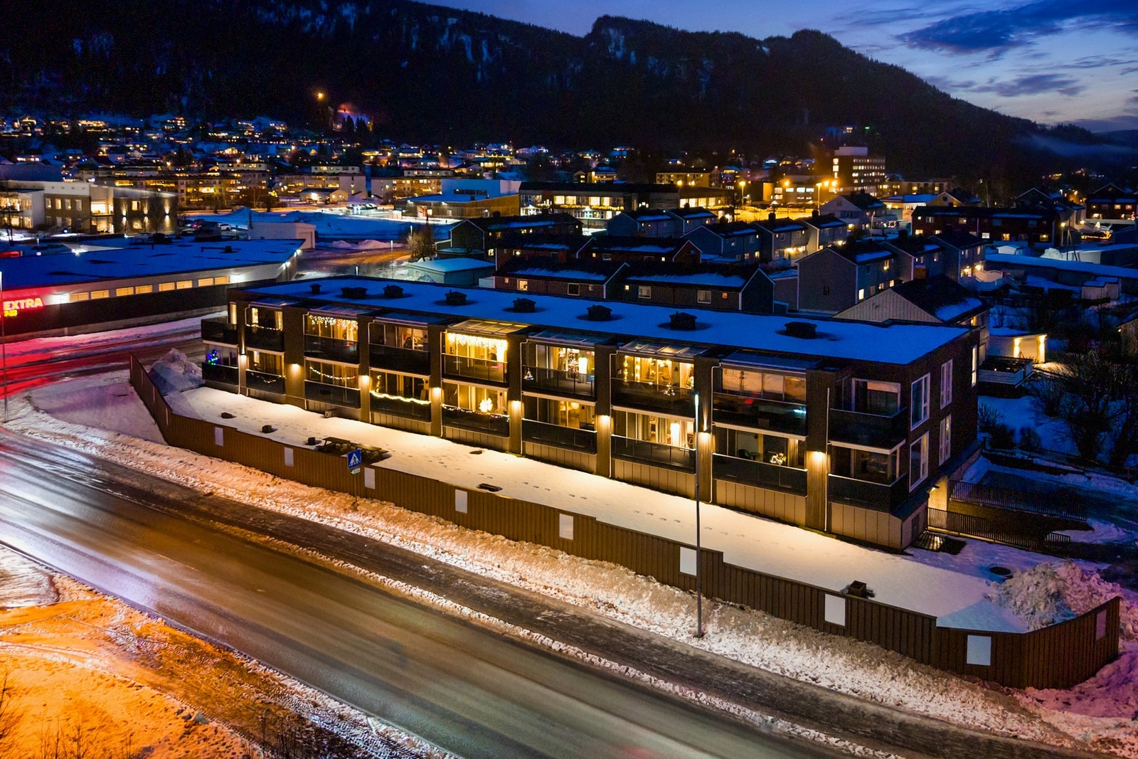 Leilighetsbygget ligger der hvor gamle Coop Prix var før i tiden, en sentral plassering på Selfors. Galleribilde
