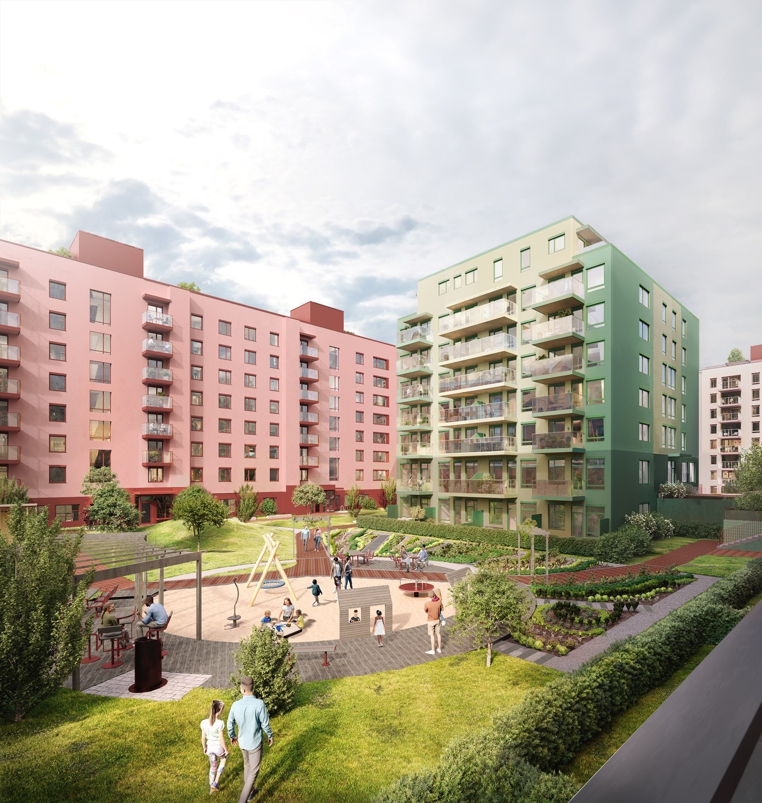 Stort felles gårdsrom mellom byggene Galleribilde