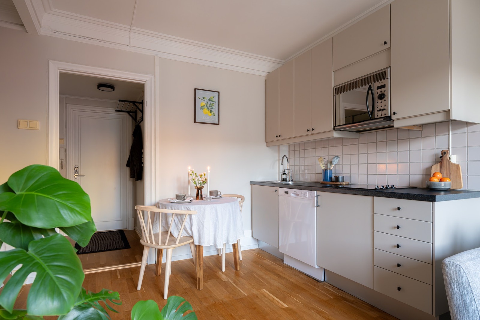 Oppvaskmaskin, integrert platetopp og mikrobølgeovn medfølger. Galleribilde