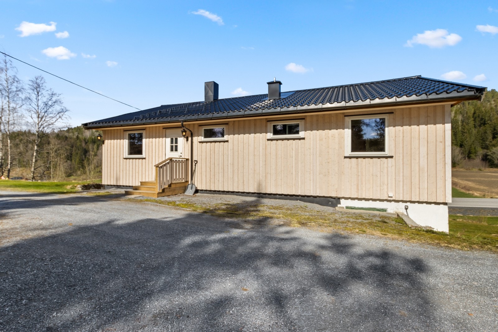 Nyere vinduer og bordkledning på sør- og vestvegg. Galleribilde