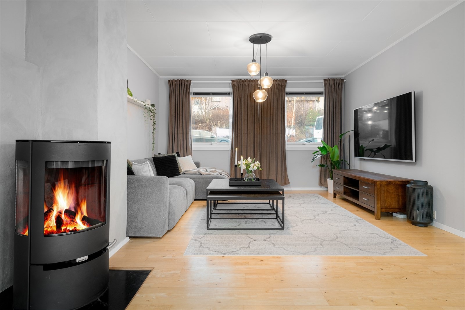 Peisovnen bidrar med jevn varme og hyggelig stemning i oppholdsrommet. Galleribilde