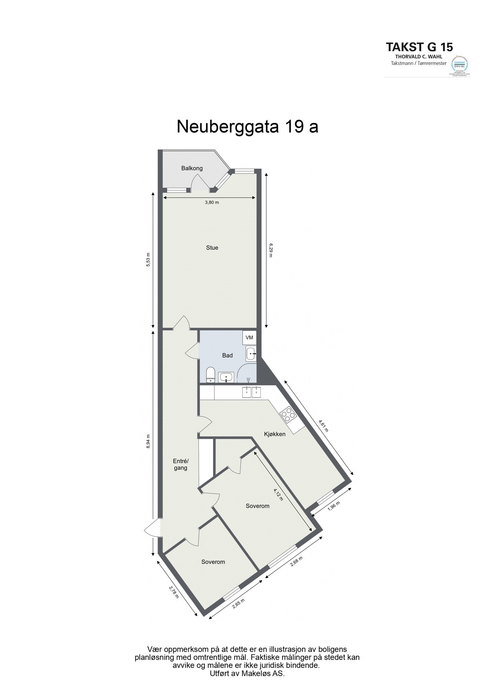 Plantegning. (Mulighet for 3 soverom der kjøkken flyttes inn i stuen vegg i vegg med bad og kjøkken blir soverom 3. Se alt. plantegning. For mer info kontakt megler) Galleribilde
