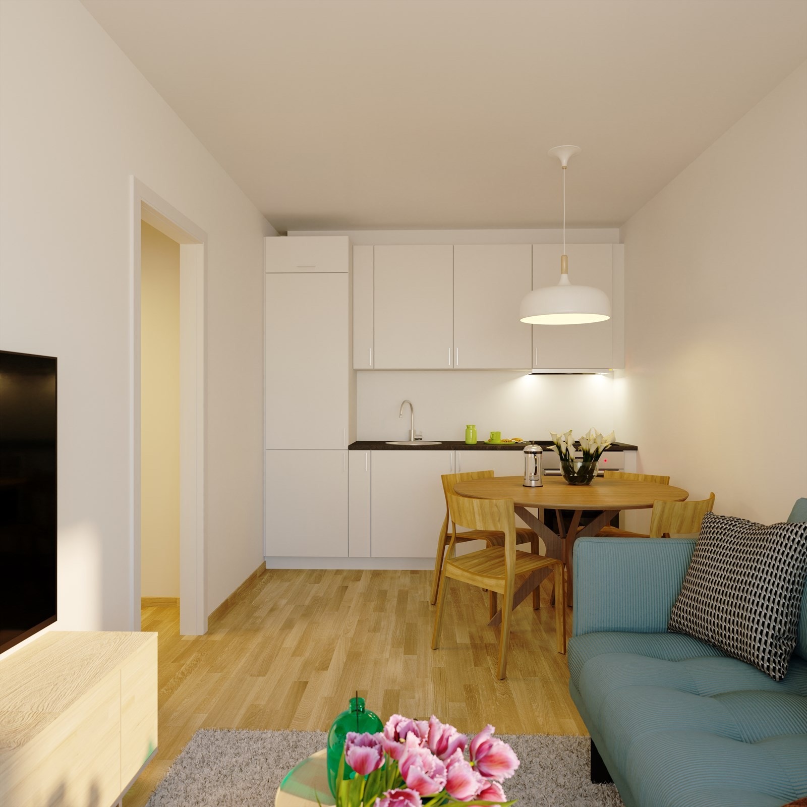 Denne selveierleiligheten har vannbåren gulvvarme. Illustrasjonsbilde. Galleribilde