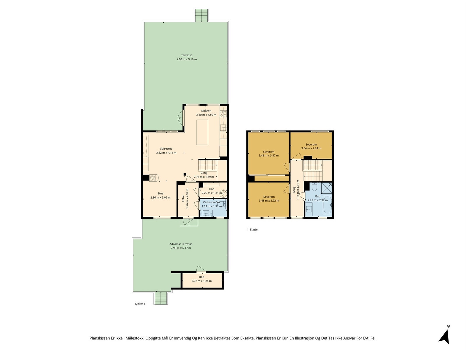 Plantegning begge etasjer Galleribilde