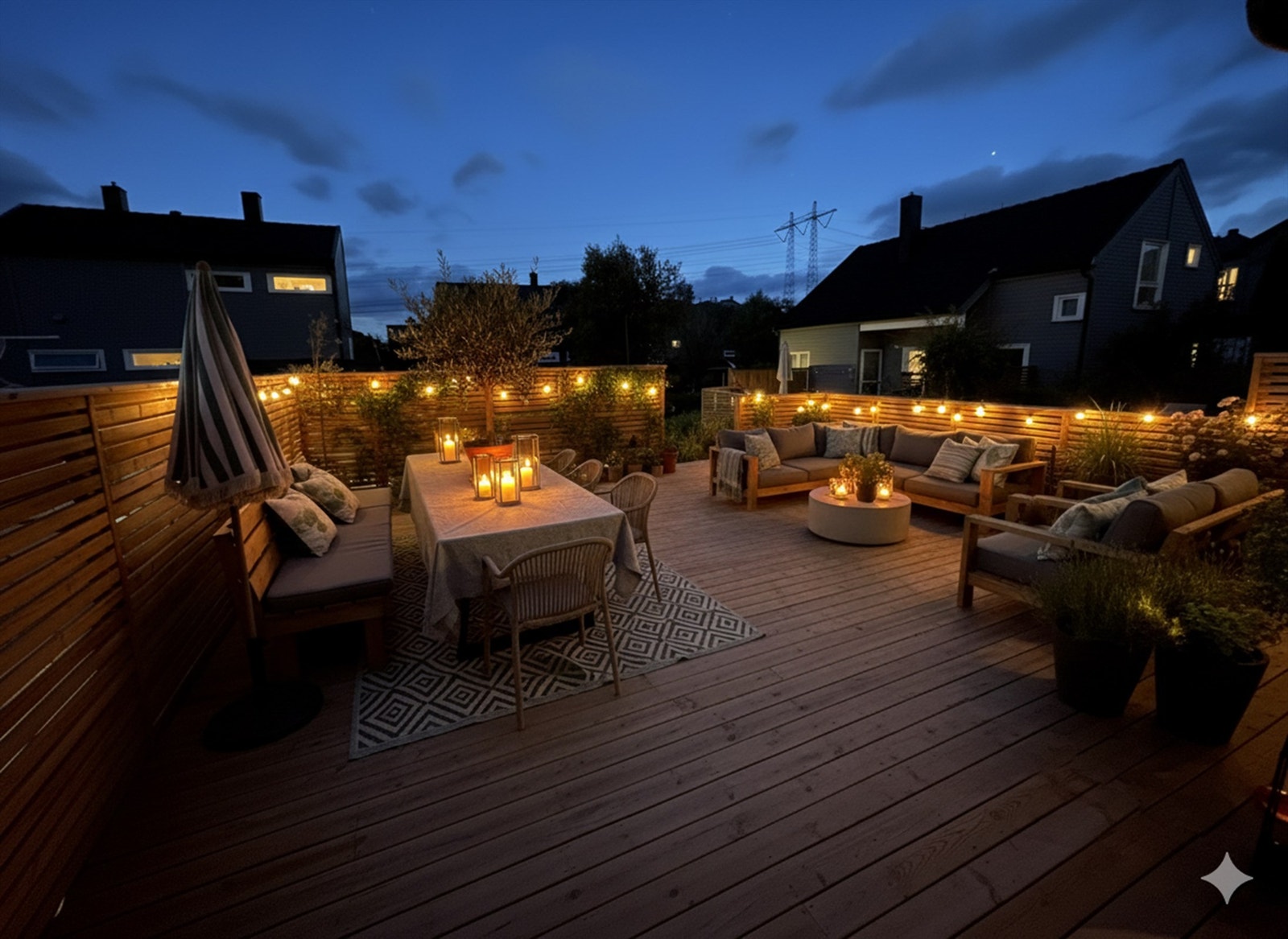 Boligen har to store, private uteplasser på hver sin side av huset. Galleribilde