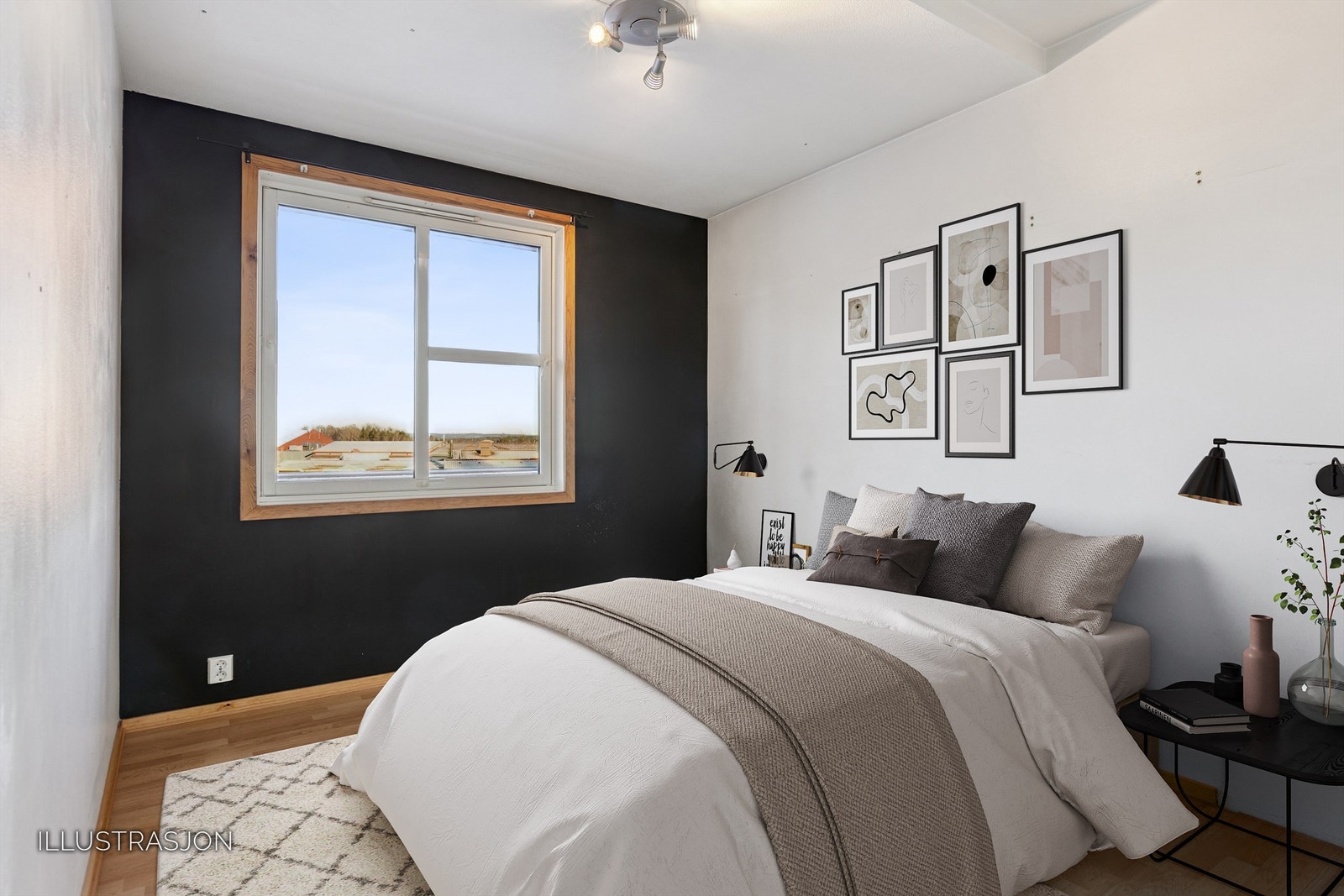 Soverom med plass til seng og garderobeløsning. Galleribilde