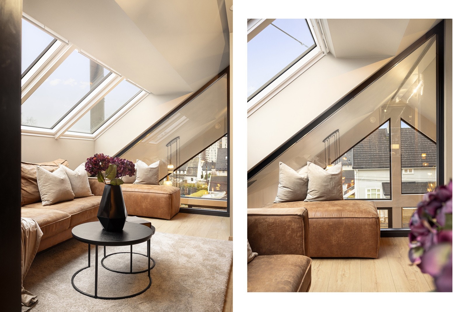 Den gode takhøyden og skråtakene skaper en spennende arkitektonisk karakter, som gir rommet en eksklusiv og åpen følelse. Galleribilde