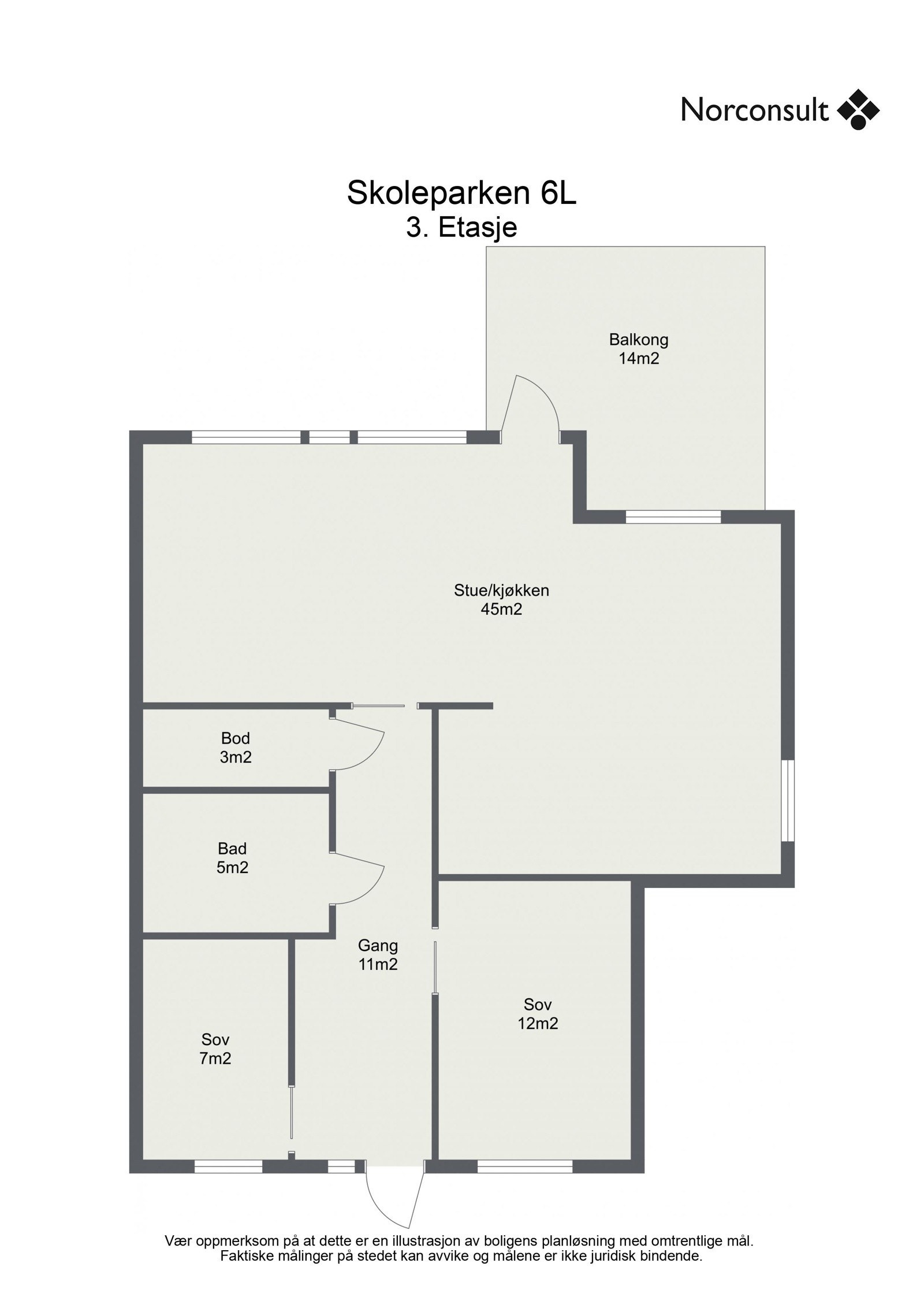 Plantegning over leiligheten Galleribilde