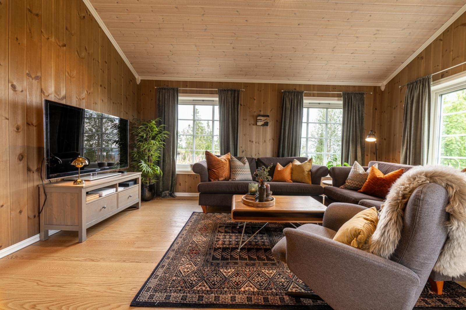 Komfortabel plass til for eksempel sofakrok, med plass til hele familien og underholdning. Galleribilde