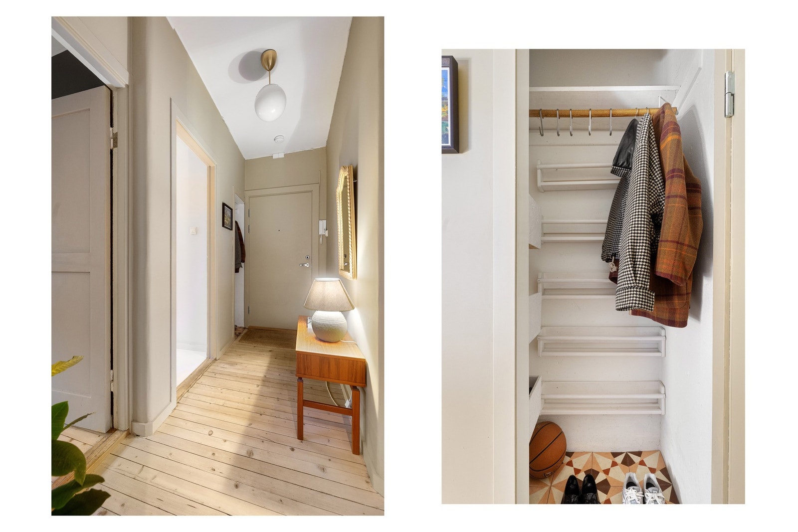 Inngangspartiet har praktisk kott, hvor yttertøy og sko kan gjemmes bort. Galleribilde