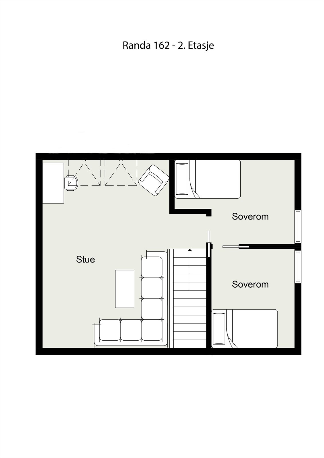 Plantegning, loft (soverom på loft er ikke måleverdig grunnet takhøyde) Galleribilde