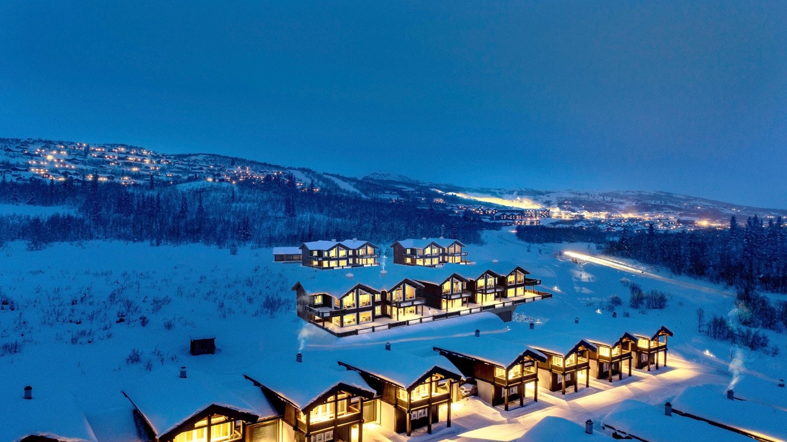 Illustrasjonsbilde av ferdige byggetrinn i "blå-timen" Galleribilde