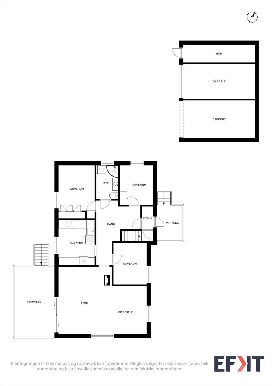 Plantegning 1. etg og garasje/carport Galleribilde