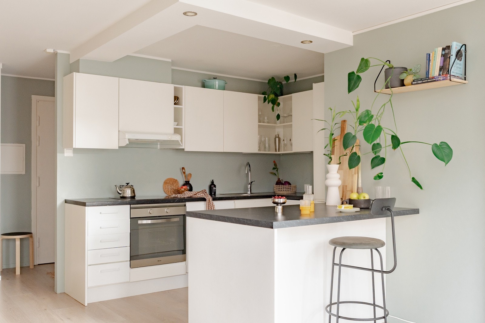 Moderne kjøkkeninnredning med integrerte hvitevarer Galleribilde