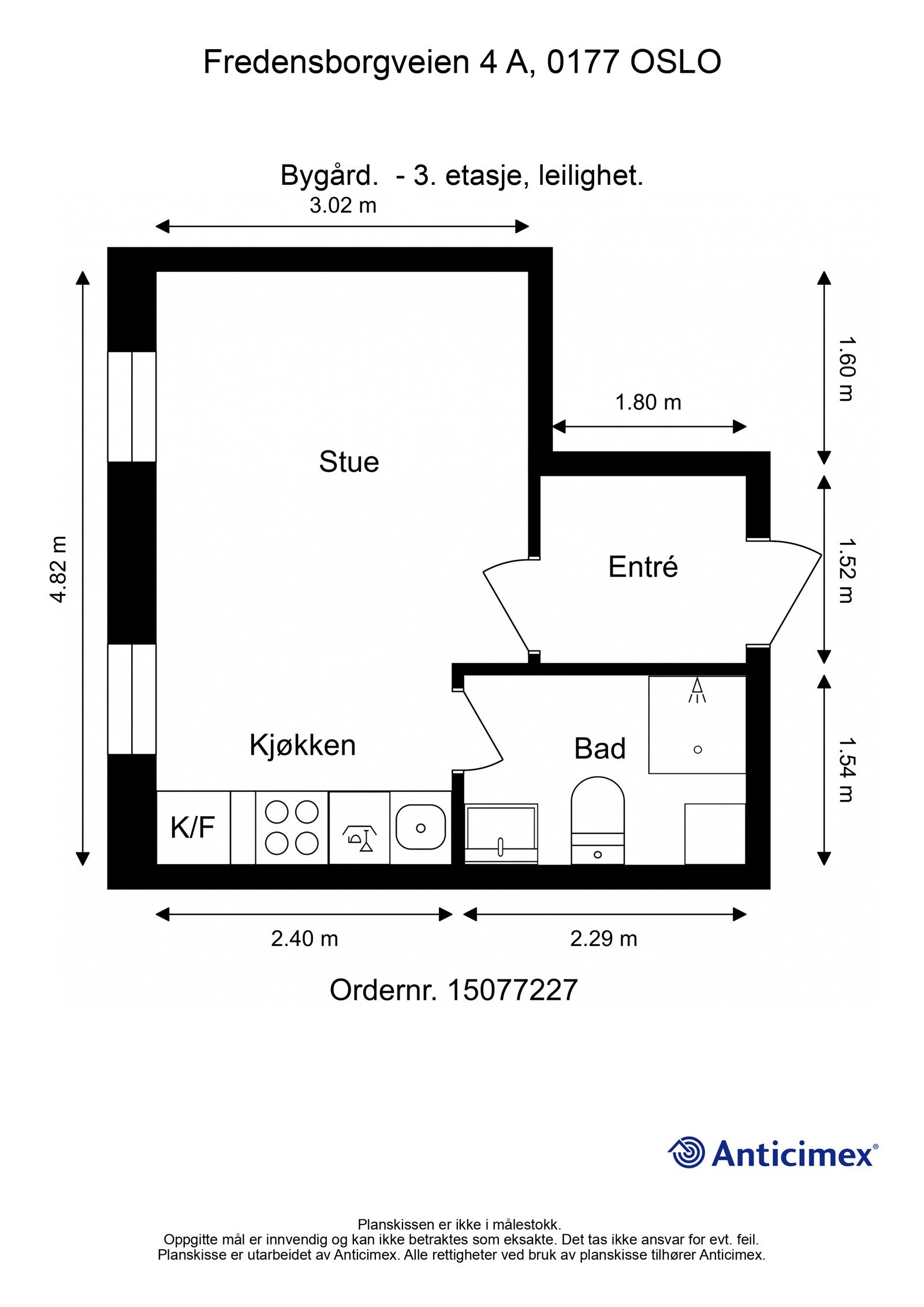 - Plantegning med mål Fredensborgveien 4 A - 3. etasje - Galleribilde