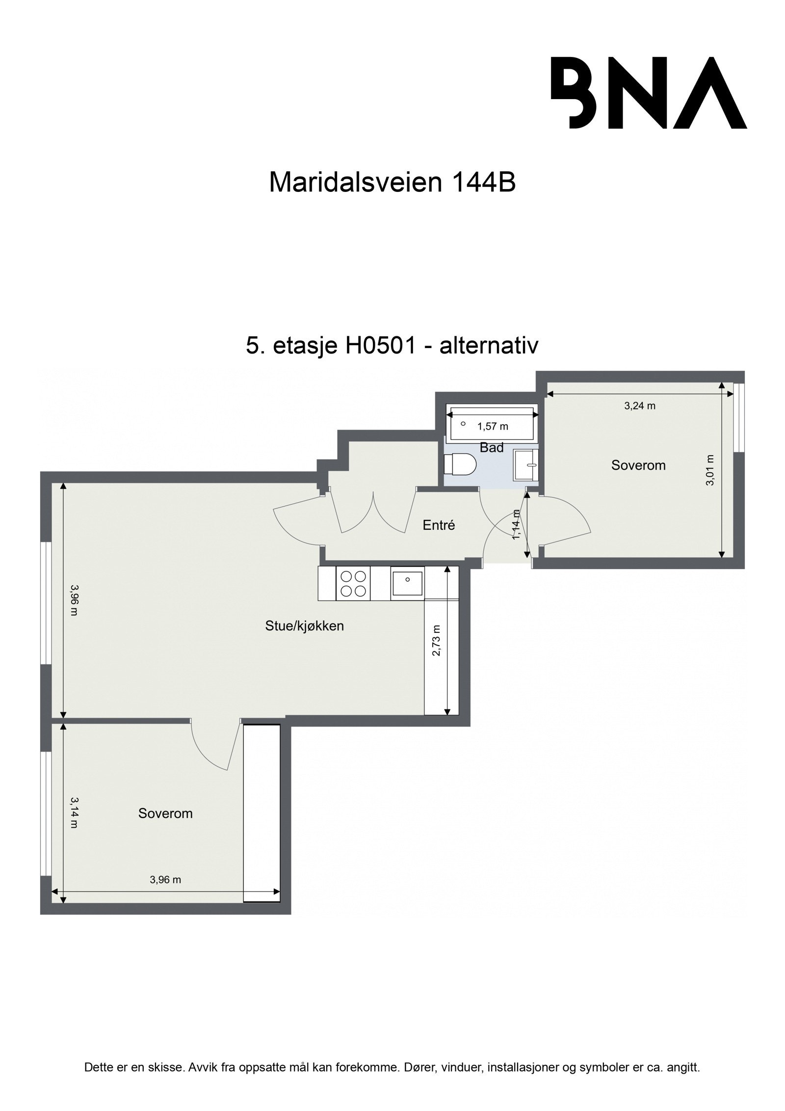 Alternativ plantegning. Det er ikke undersøkt gjennomførbarheten rundt de alternative planløsningene. Interessenter bør undersøke dette grundig med fagfolk, før man iverksetter tiltak Galleribilde