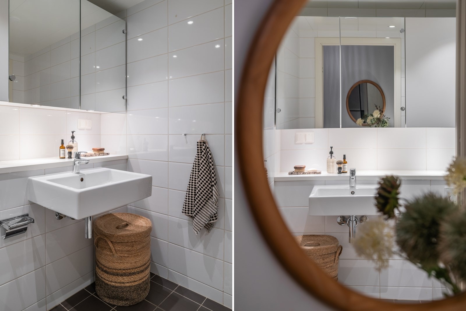 Praktisk hylleløsning, samt speilskap over servant. Galleribilde