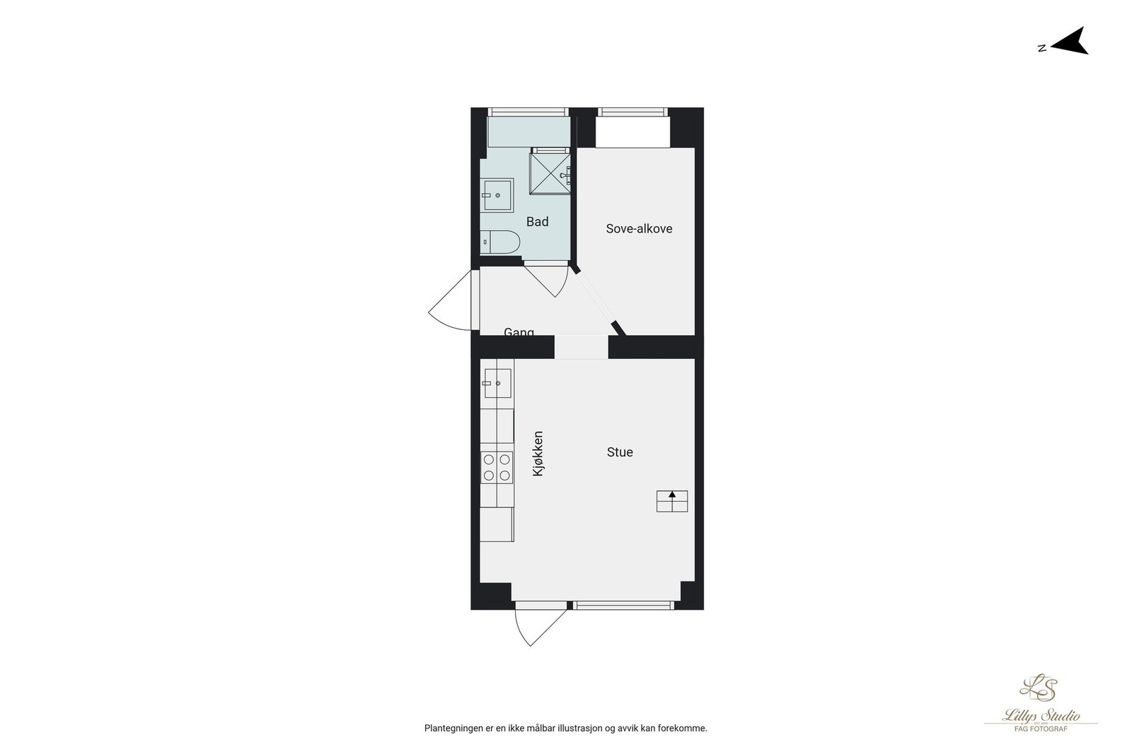 Planskisse leilighet u. hems. Galleribilde