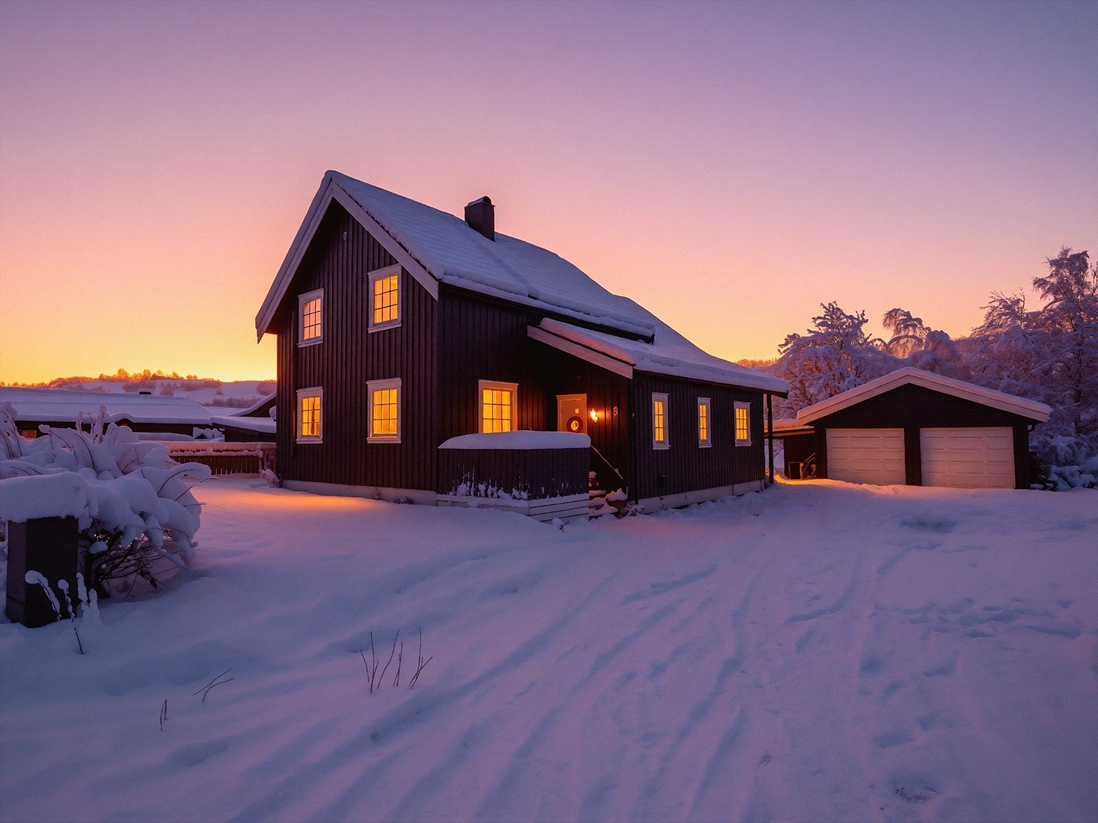 Eiendommen er på ca. 1,1 mål og har en dobbelgarasje fra 2008 med elbil-lader Galleribilde
