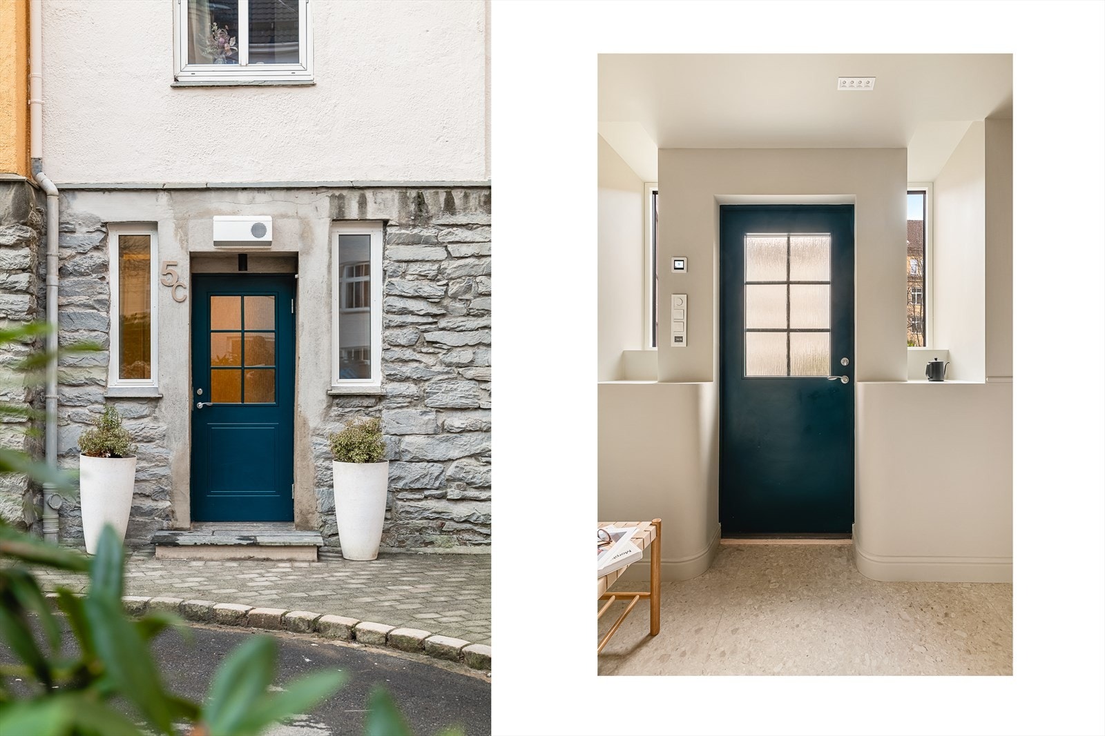 Eget inngangsparti med ny ytterdør. Legg merke til buene i gangen.. Her er det godt håndverk fra start til slutt. Galleribilde