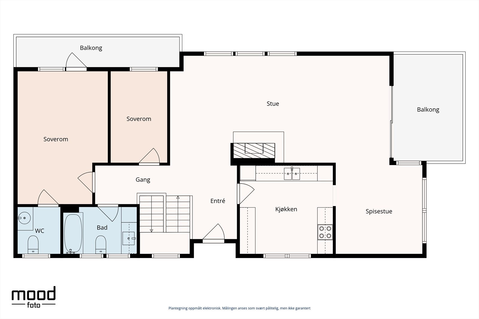 Plantegning viser boligens 1.etasje Galleribilde