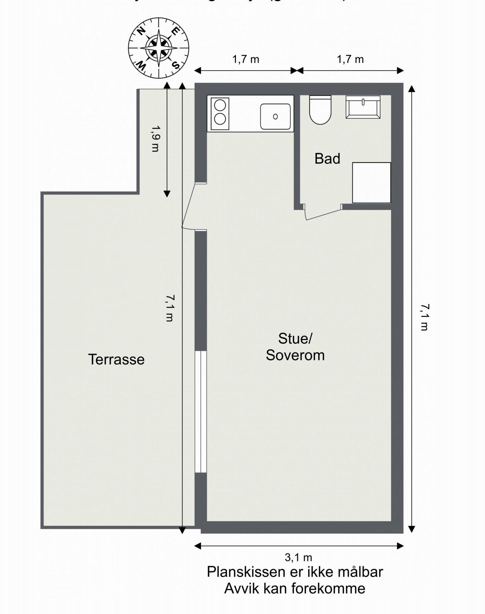 Plantegning - innredet rom over garasje. Galleribilde
