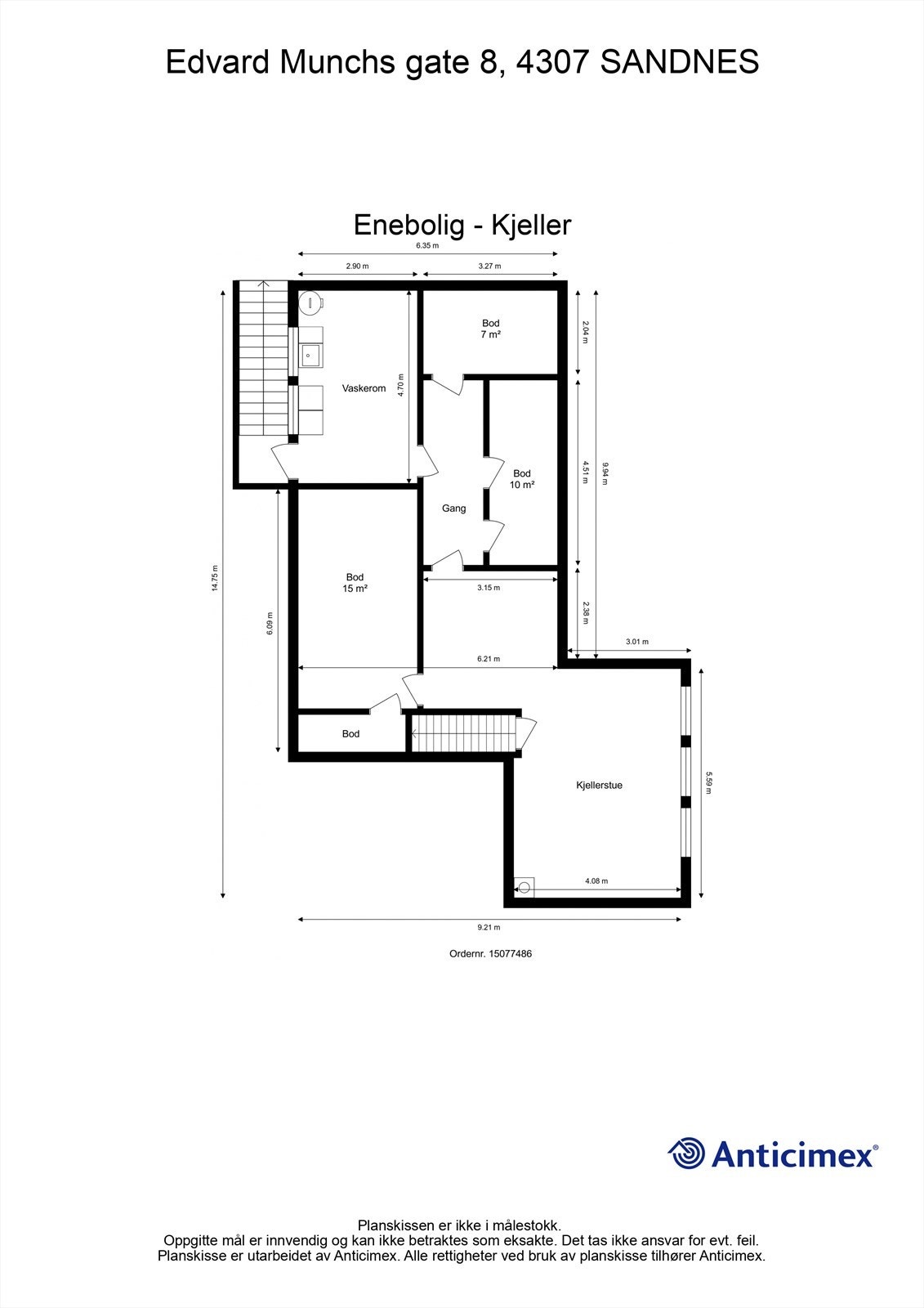 Plantegning kjeller. Galleribilde