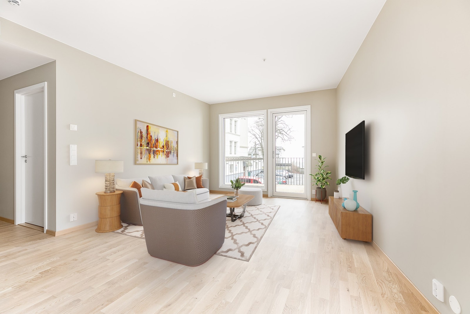 Leiligheten ble ferdigstilt så nylig som i januar 2025 og kan om ønskelig overtas omgående. Bildet er digitalt møblert. Galleribilde