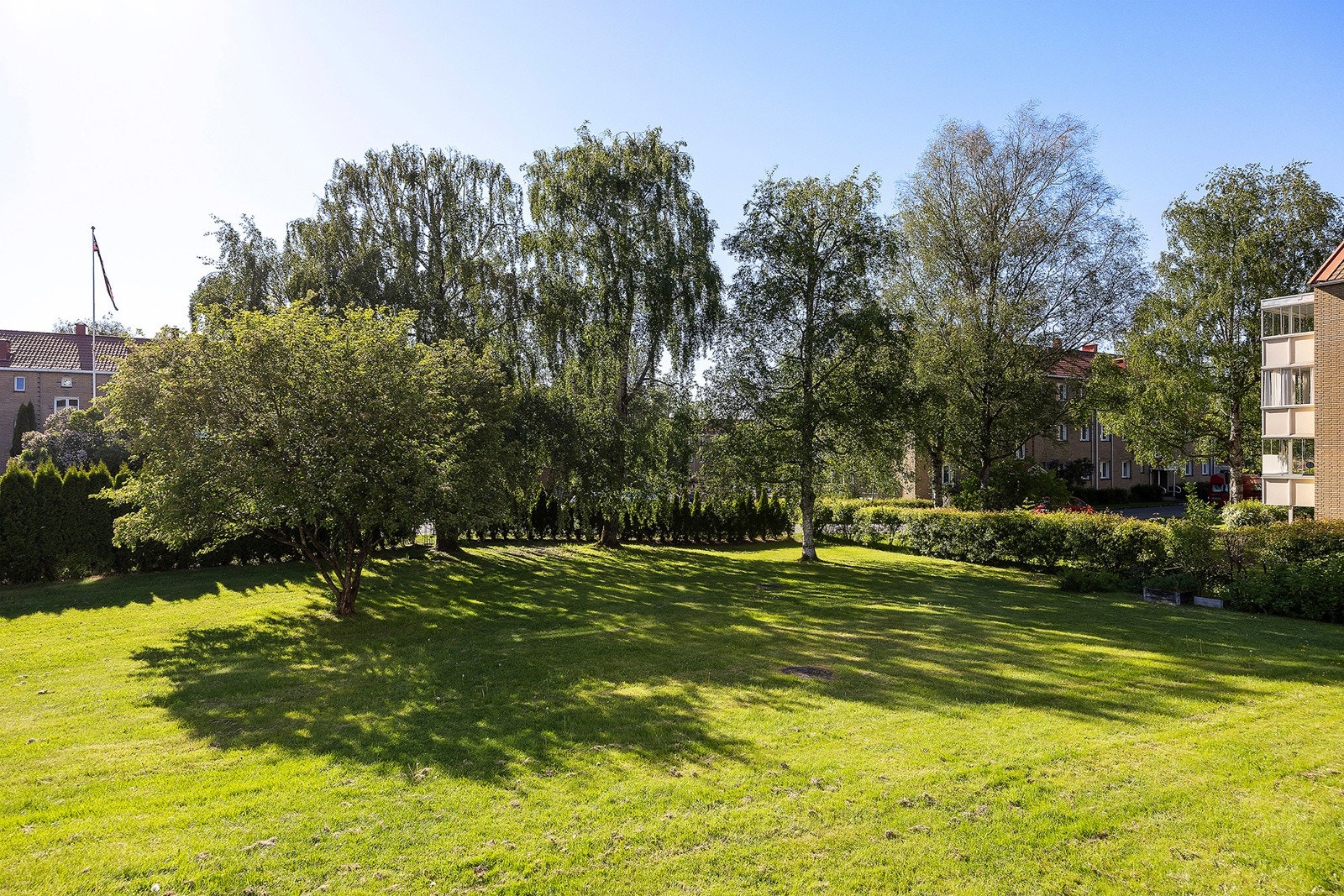 Det er et vernet skogområde like bak boligen, så i hagen høres fuglekvitter og i blant kommer rådyr på besøk. En oppmerket gangsti går gjennom skogområdet fra parkeringsplassen og ned til Gamlebyen. Galleribilde