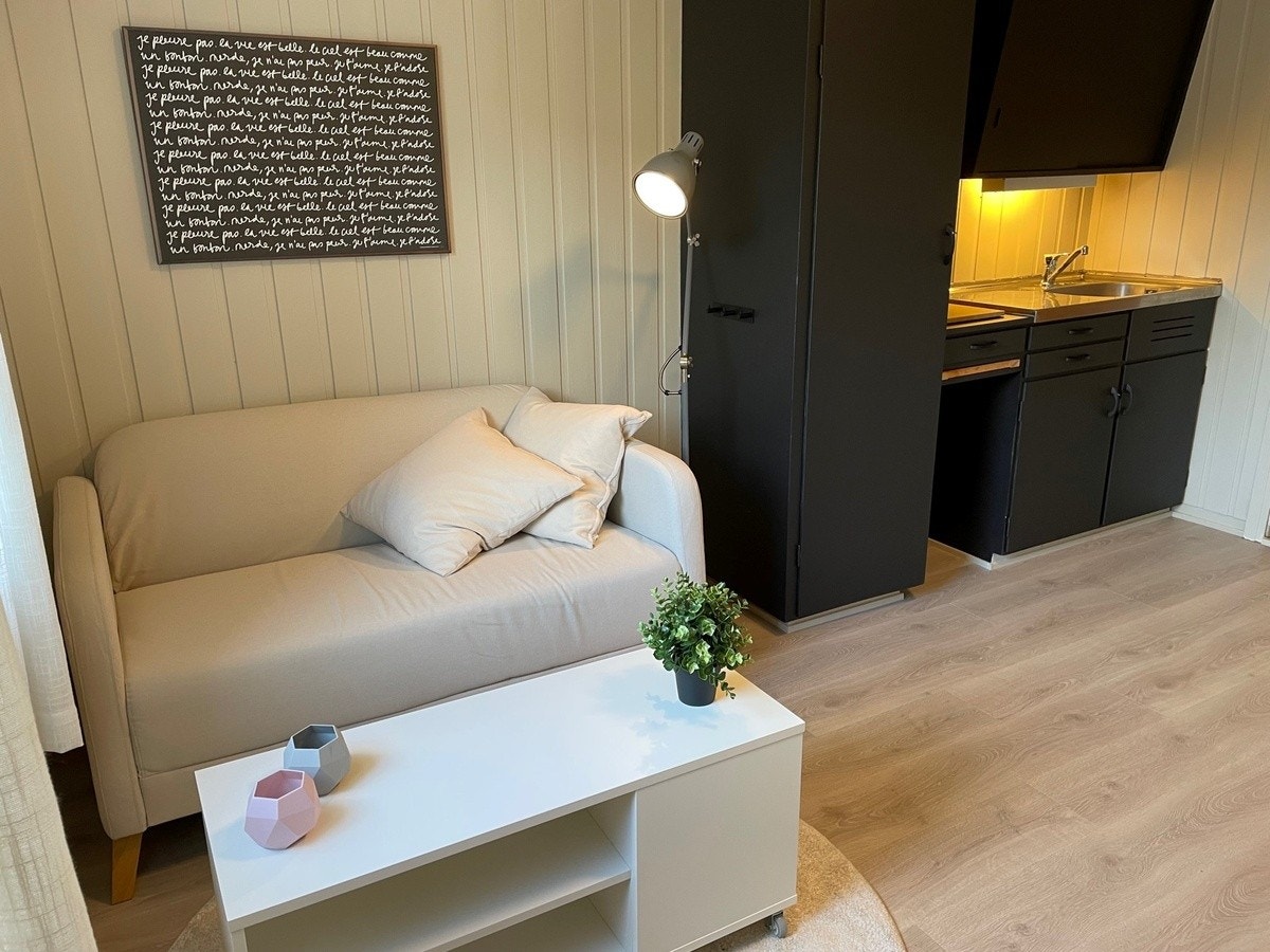 Sofakrok og kjøkken hybel Galleribilde