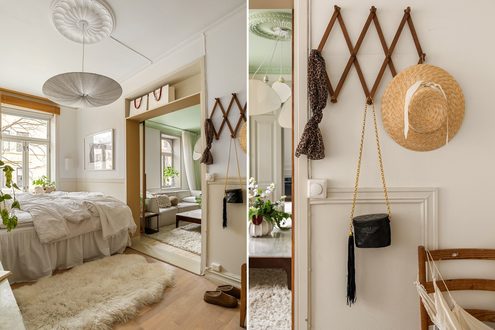 På soverommet er det brystning på veggene Galleribilde