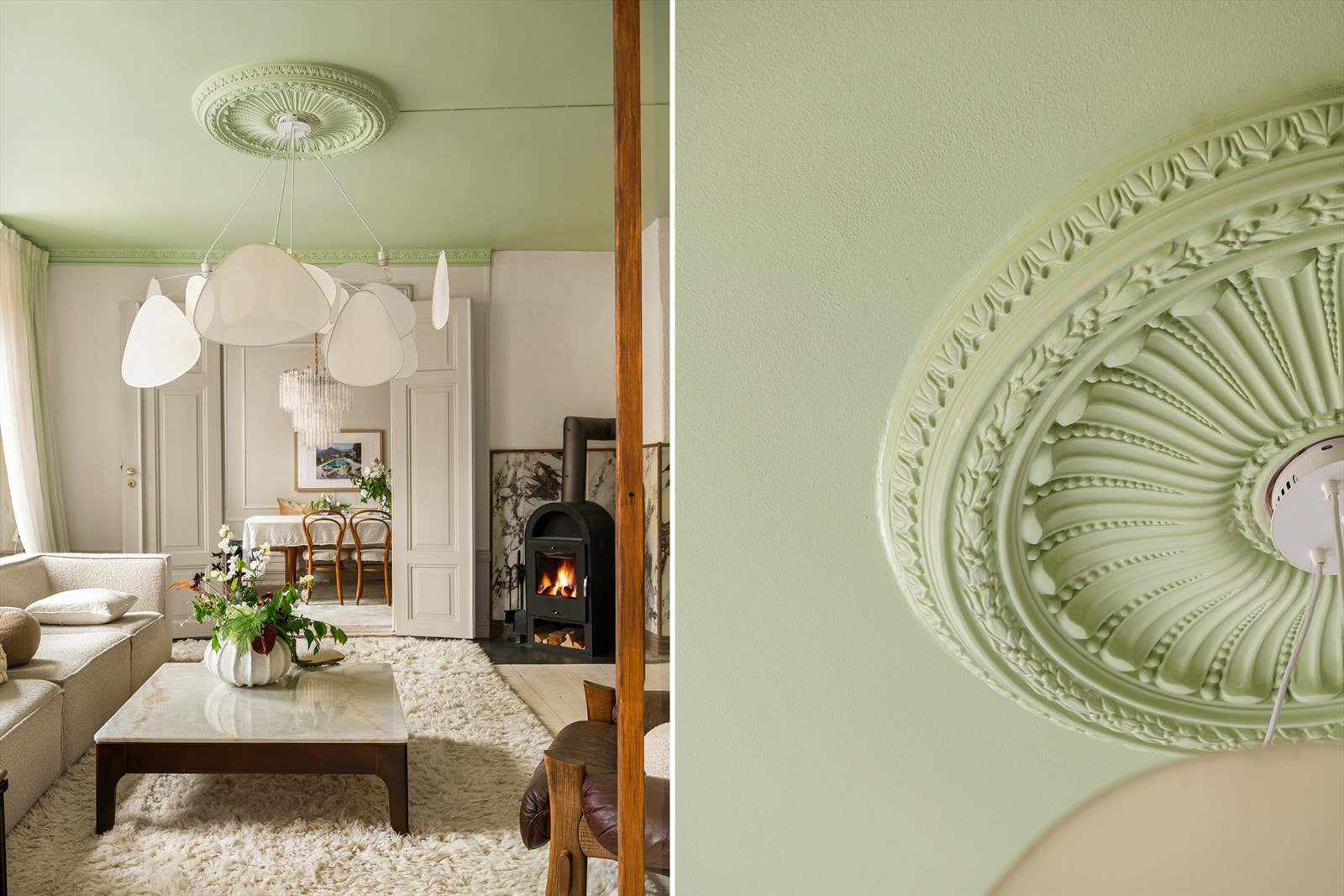 I stuen er det en god takhøyde på hele 2,8 meter Galleribilde