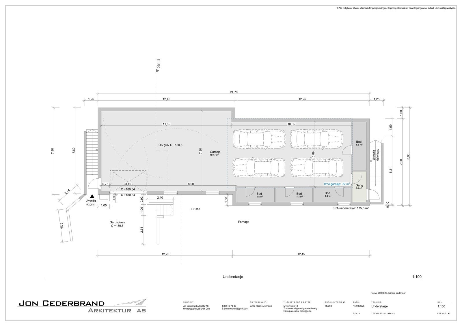 Tegninger rammetillatelse - Underetasje Galleribilde