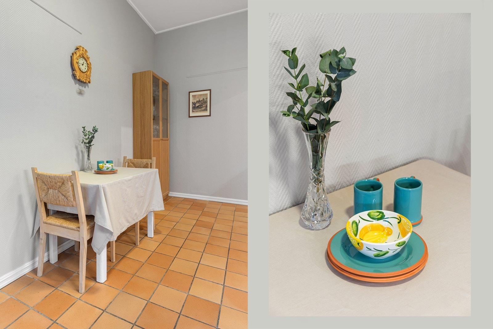 Spiseplass på kjøkkenet gir praktisk løsning for måltider. Galleribilde