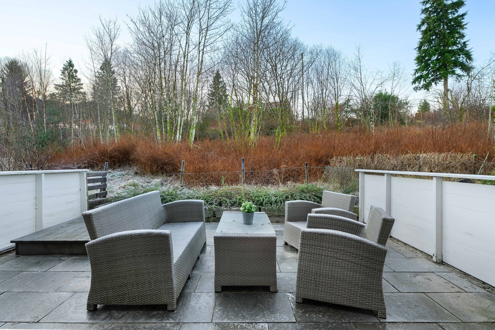 Uteplass mot skog og natur. Galleribilde