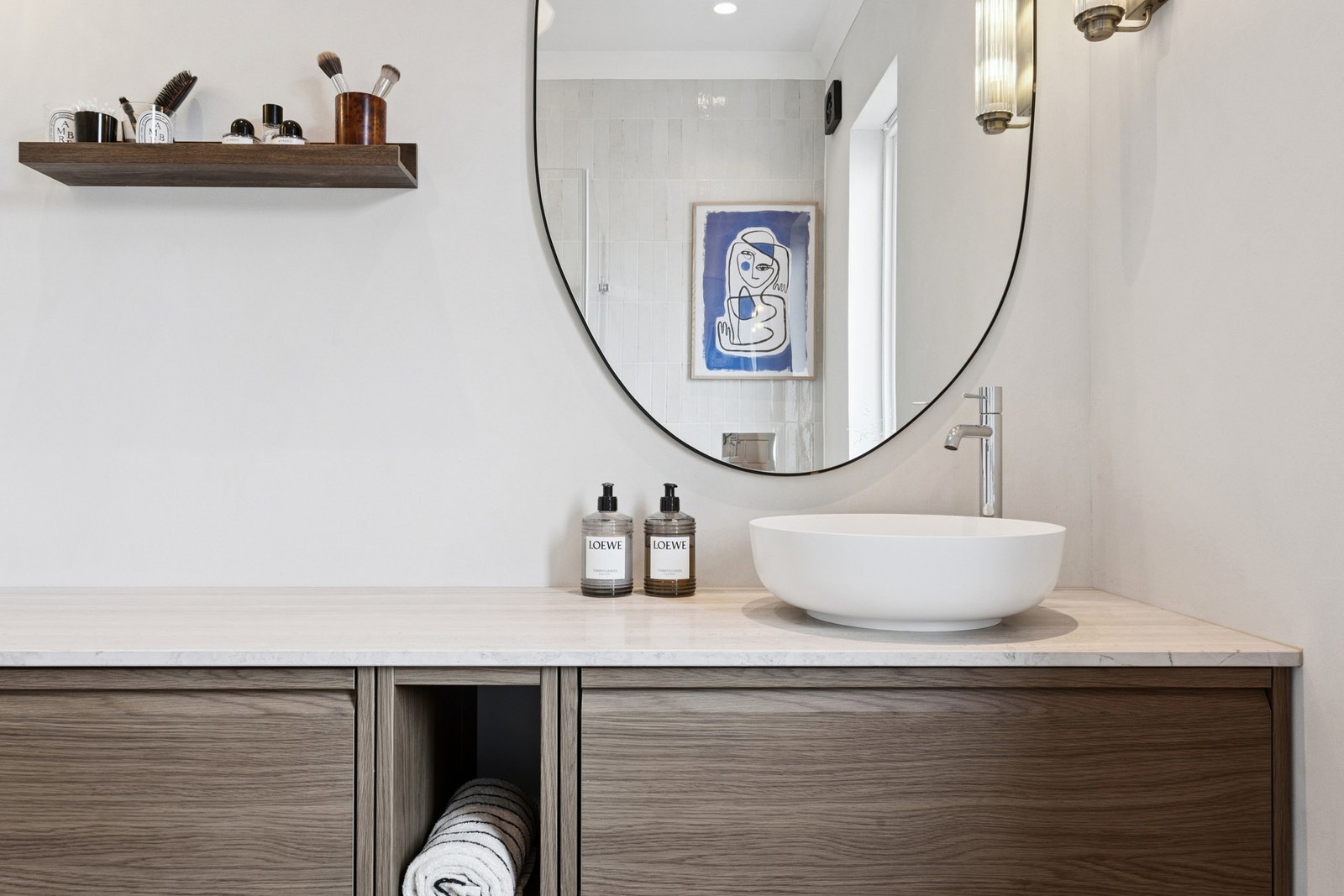 Nydelig benkeplate av marmor, Silk Georgette Wood Veine Galleribilde