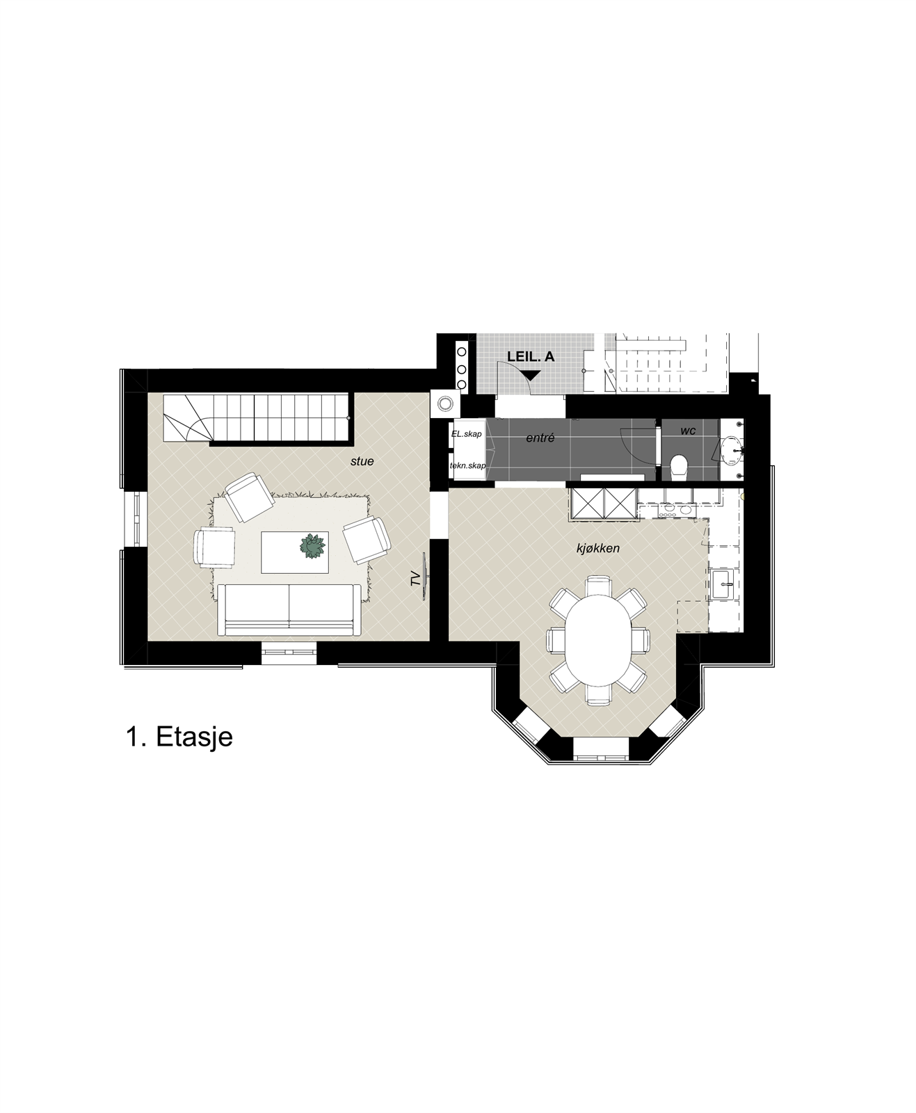 Plantegning 1. etasje Galleribilde