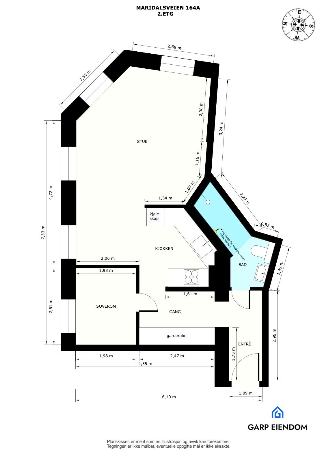 Plantegning med mål. Galleribilde