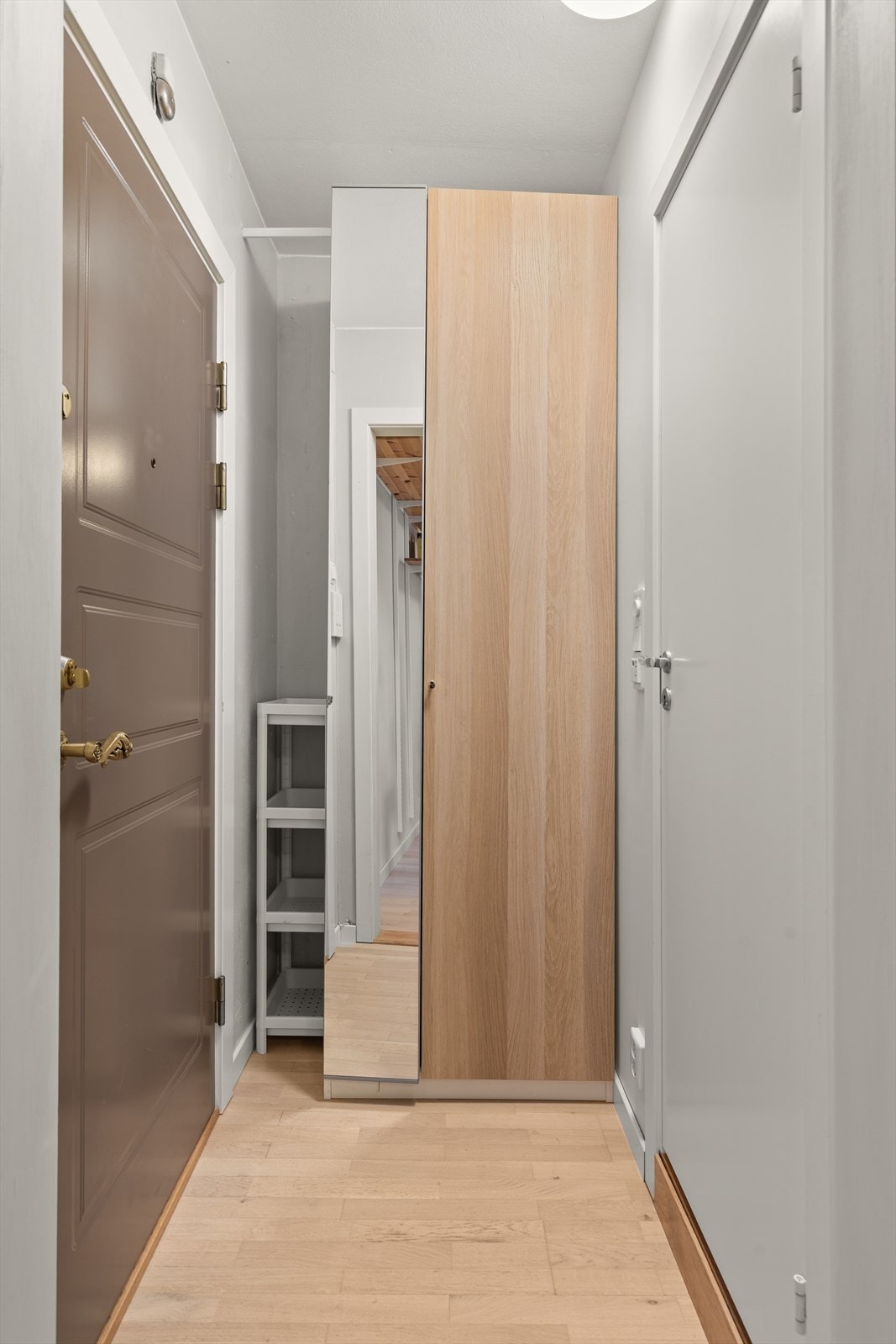 Innbydende entré med plass til oppbevaring. Leiligheten disponerer to eksterne boder. Galleribilde