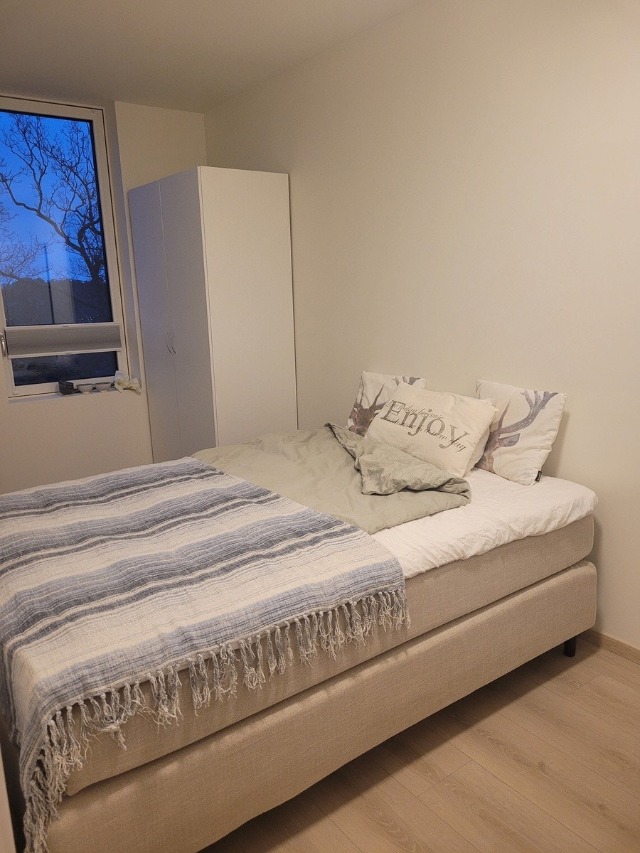 Soverom med lystett plissegardiner Galleribilde