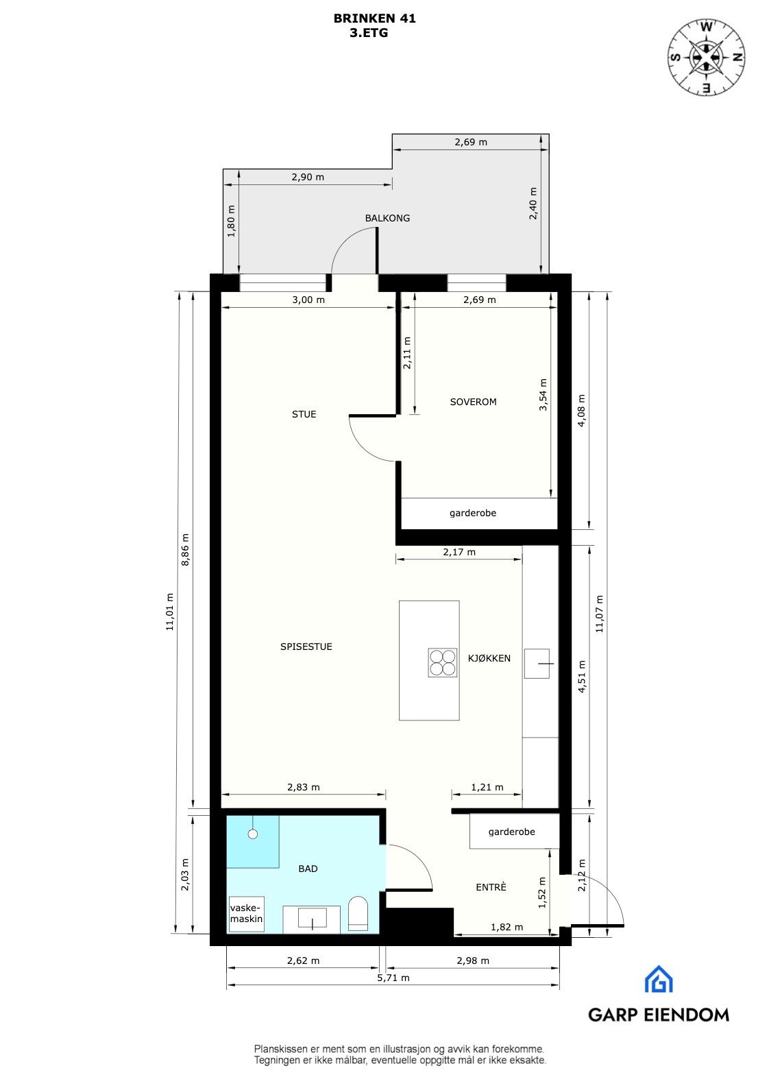 Plantegning med mål. Galleribilde