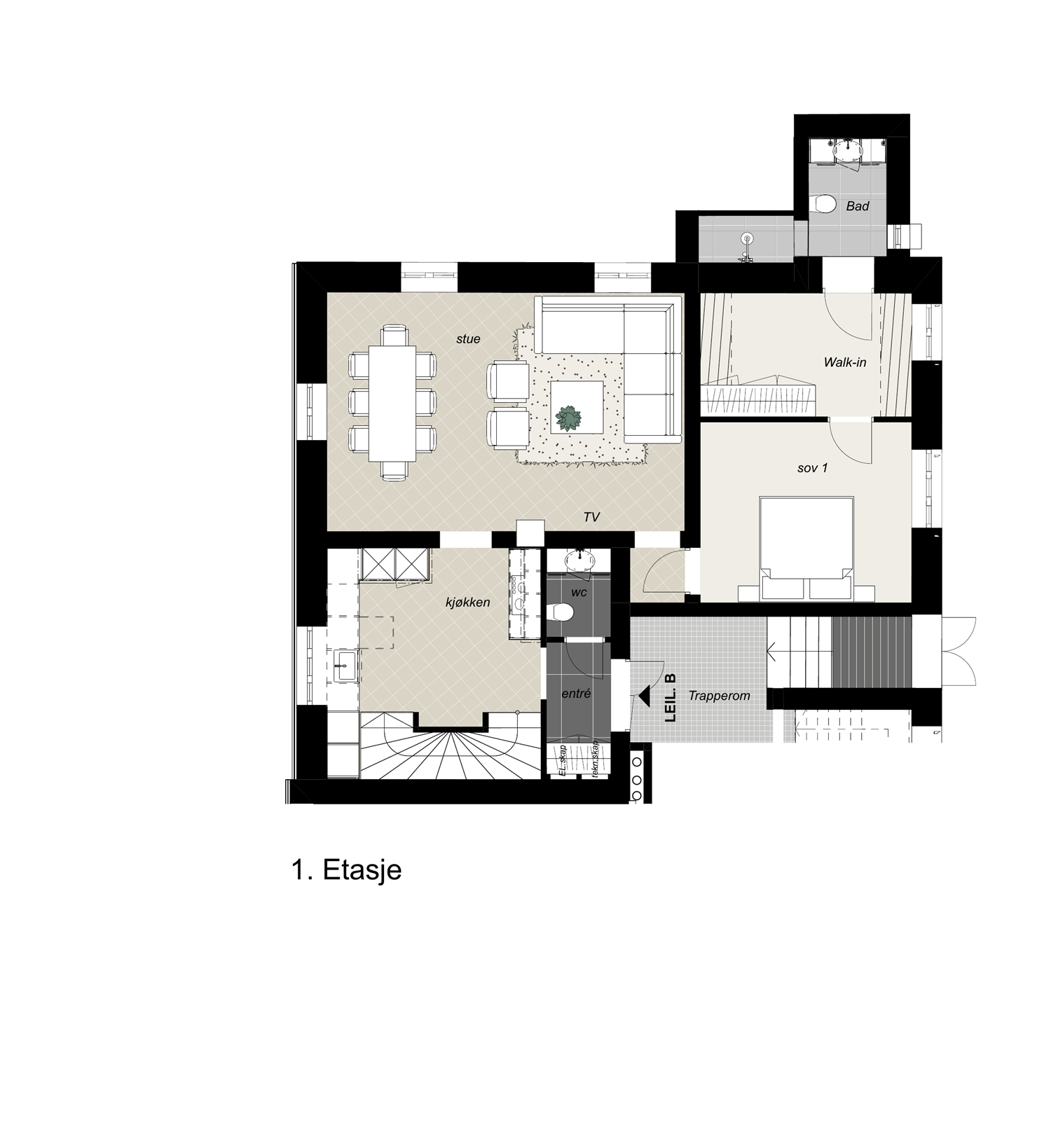 Plantegning 1. etasje Galleribilde